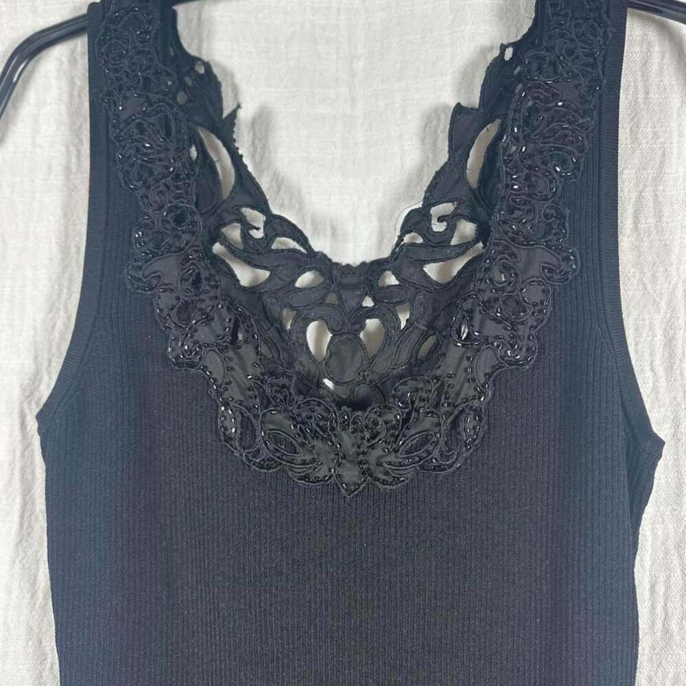 Cache Y2K black embellished tank